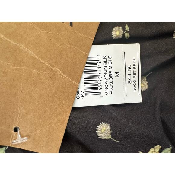 NWT Vans Women's Black Floral Print Folklore Midi Skirt Size Medium - Picture 3 of 6